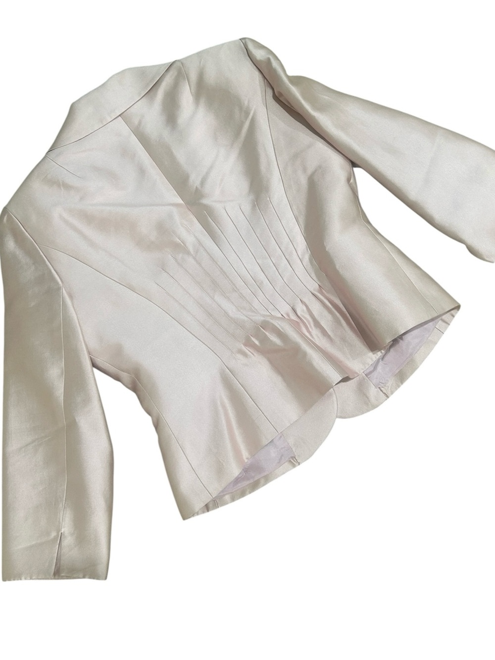 Vtg ‘90’s Kay Unger Blush Peplum Two-Piece jacket pencil skirt Suit silk blend 8 - Picture 7 of 11